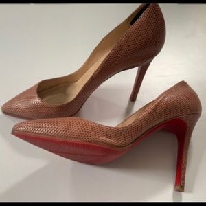 Christian Louboutin Tan Snake print 3” heels